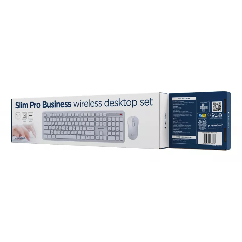 Gembird KBS-WPS-01-W-CYRL draadloze toetsenbord-muisset, cyrillisch, wit