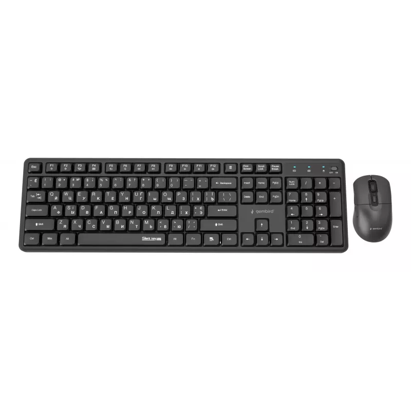 Gembird KBS-WMS-01-CYRL draadloze toetsenbord-muisset, cyrillisch, zwart