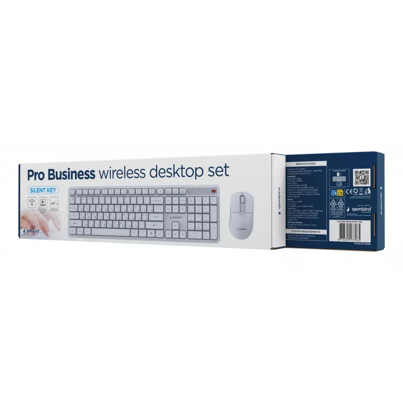 Toetsenbord + muis draadloos KBS-WMS-01-W-CYRL Gembird