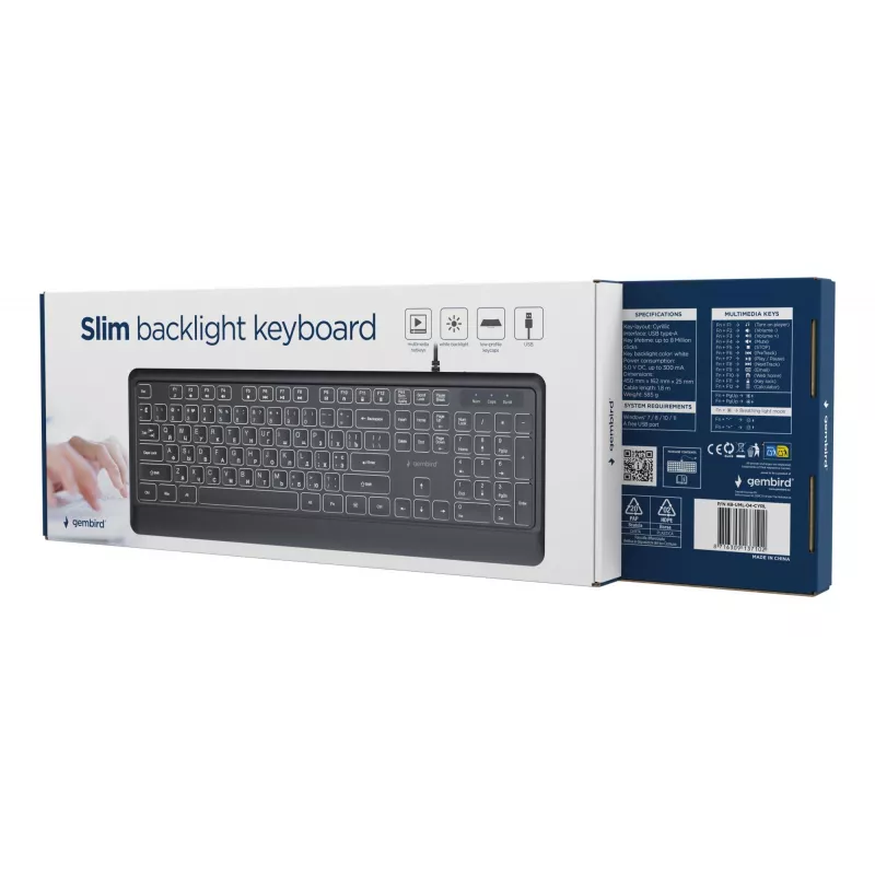 Toetsenbord multimedia USB CYRILLISCH/zwart KB-UML-04-CYRL Gembird