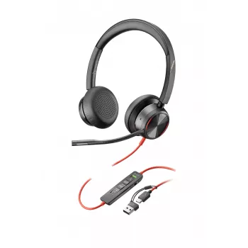 HP Poly Blackwire 8225 stereo USB-C headset +USB-C/A adapter