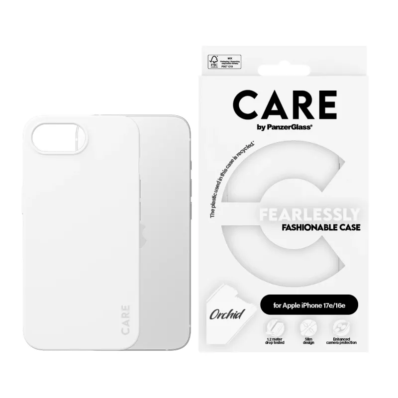 PanzerGlass CARE™ by ® hoesje White Orchid iPhone 17e | 16e, hoesje, Apple - iPhone 16e, Apple - iPhone 17e, wit