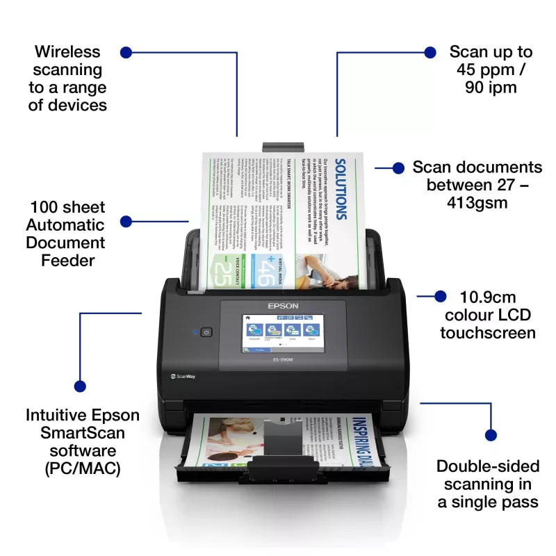 Epson WorkForce ES-590W Documentenscanner 600 x 600 DPI A4 zwart