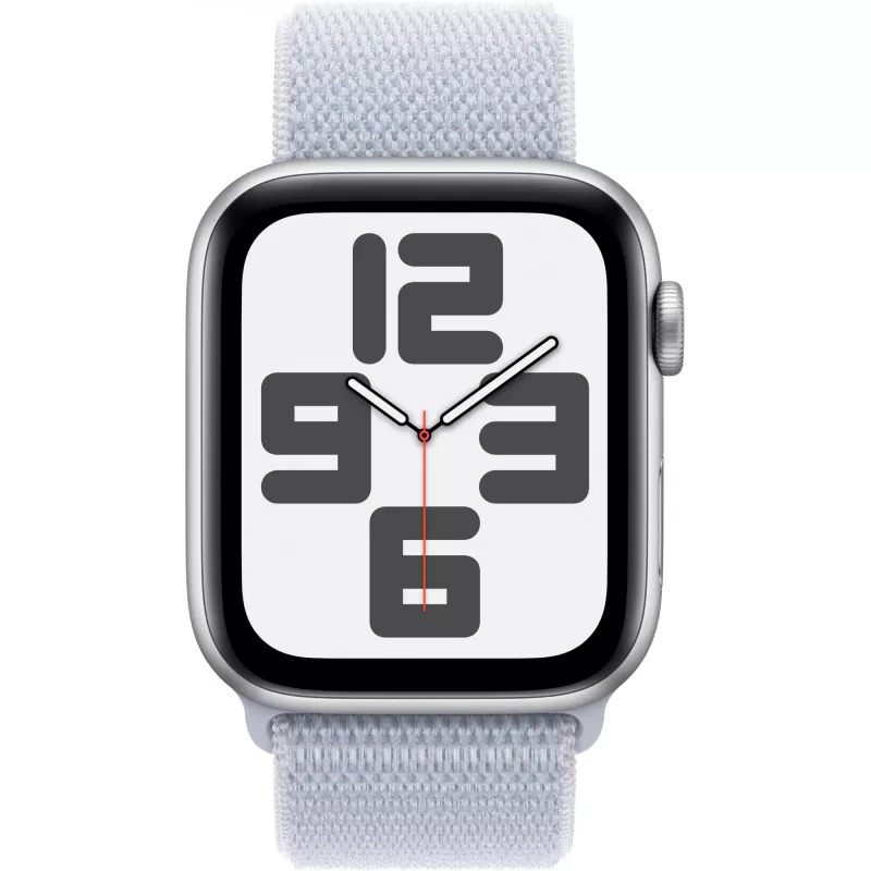 Apple Watch SE GPS 44 mm aluminium behuizing zilver, Sport Loop band Blue Cloud