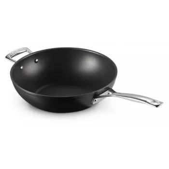 Le Creuset Toughened Non-Stick wok 30 cm zwart/zilver