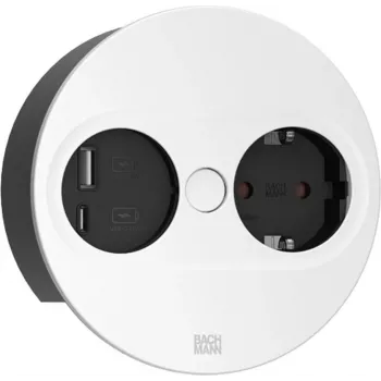BACHMANN TWIST2 1xCEE7/3 1xUSB A/C 22W rond wit 0,2m met ISV-stekker (BM0010998)