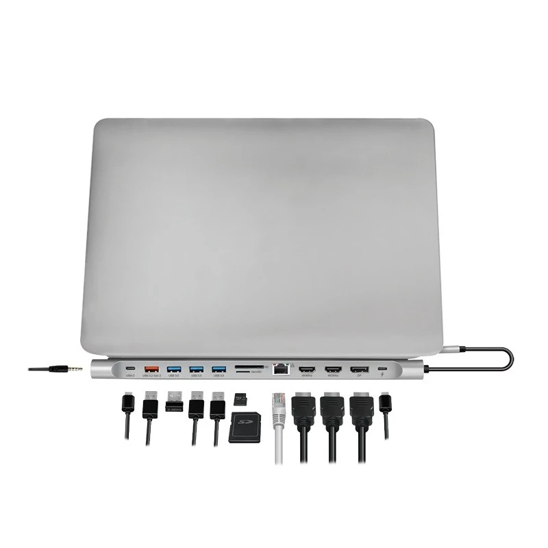 USB3.2 dockingstation USB-C, 12 poorten, PD