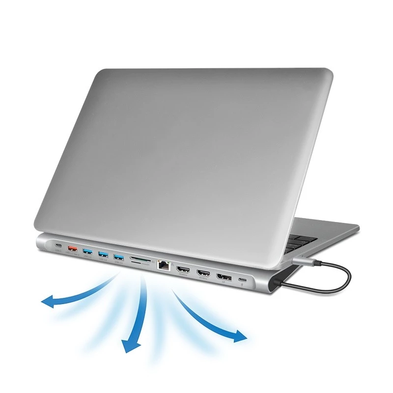 USB3.2 dockingstation USB-C, 12 poorten, PD