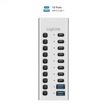 Hub USB3.2 Gen1 10 poorten USB-A/C, aan-/uitknop