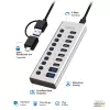 Hub USB3.2 Gen1 10 poorten USB-A/C, aan-/uitknop