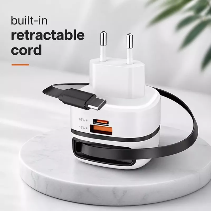 Oplader USB-C 65W GaN PPS 5V 20V 3A 3,25A
