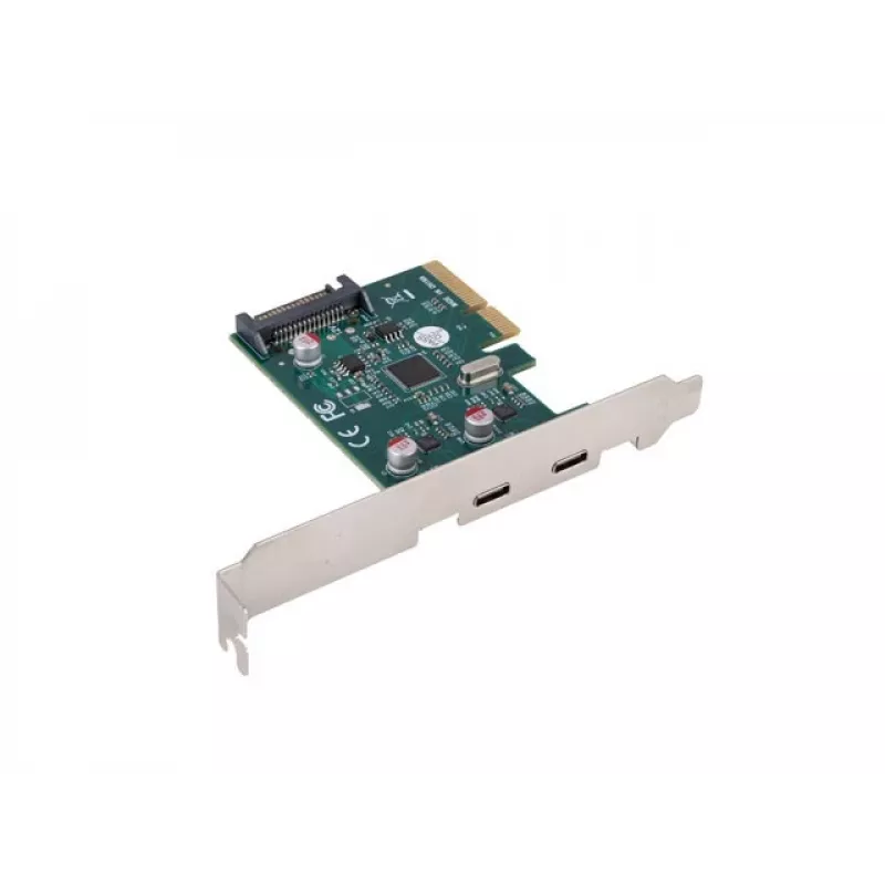 Netwerkkaart PCI Express x1 -> 2x USB-C 3.2 Gen 2x1 LED Low Profile