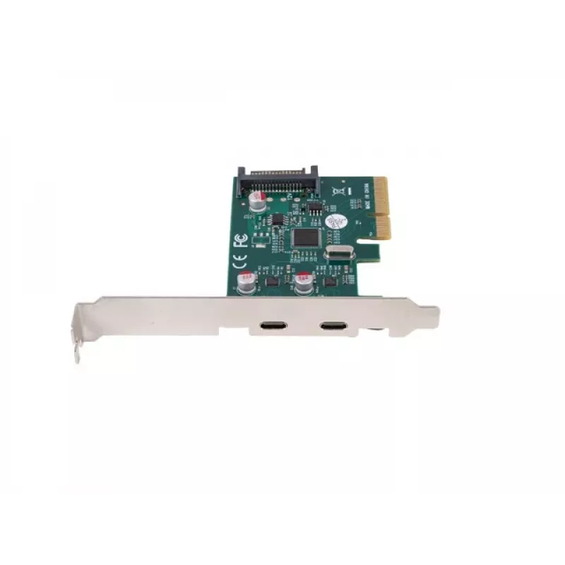 Netwerkkaart PCI Express x1 -> 2x USB-C 3.2 Gen 2x1 LED Low Profile