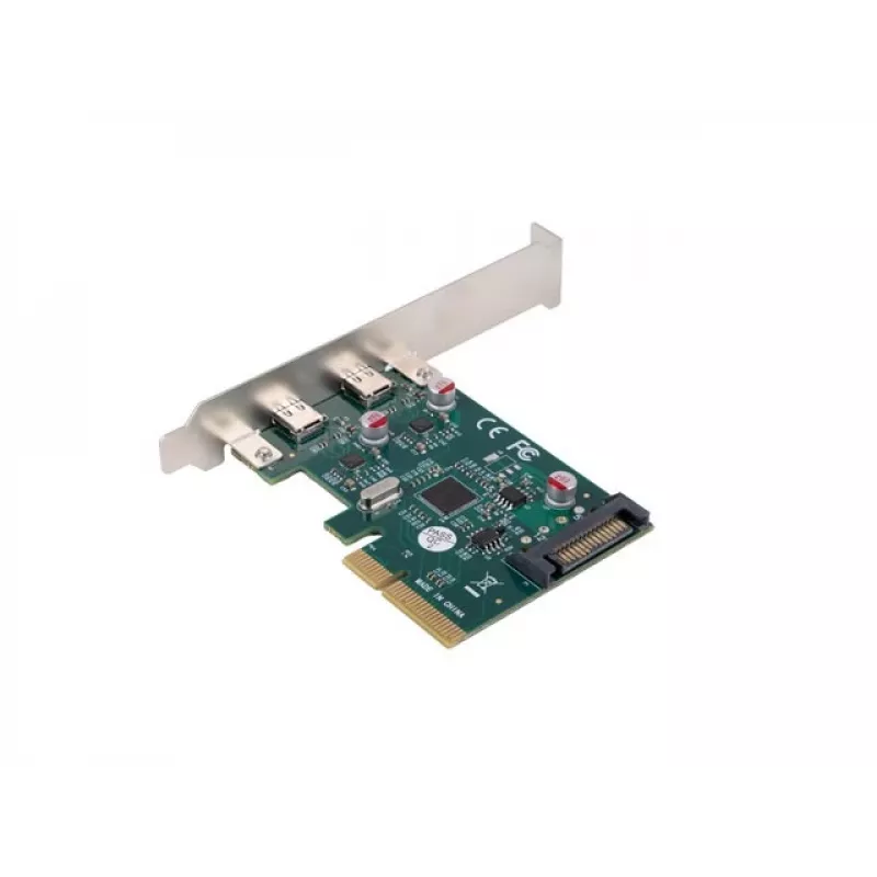Netwerkkaart PCI Express x1 -> 2x USB-C 3.2 Gen 2x1 LED Low Profile