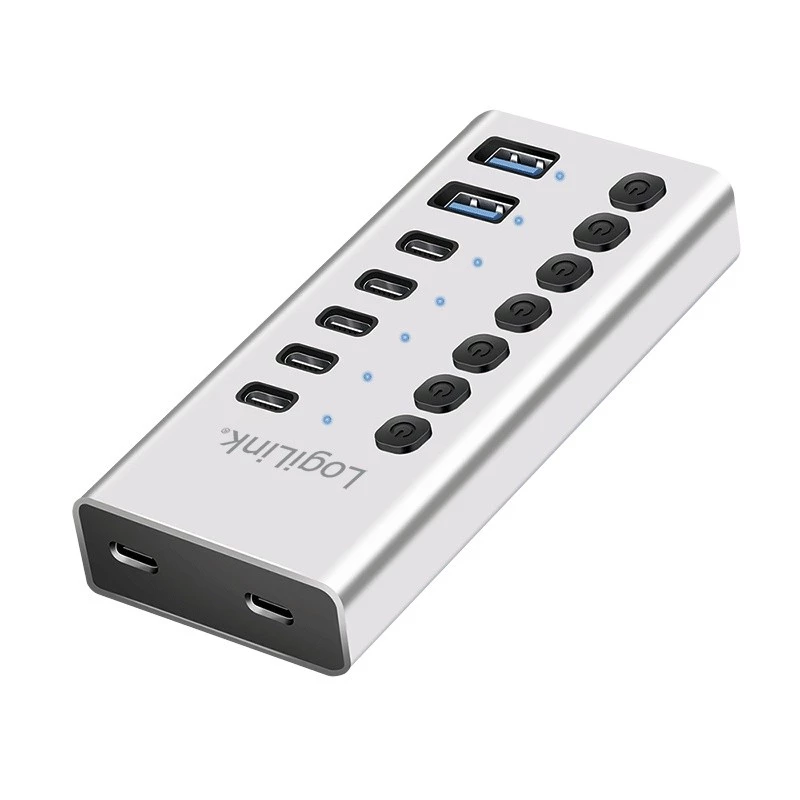 Hub USB 3.2 Gen1 7 poorten USB-A/C, aan-/uitschakelaar