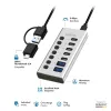 Hub USB 3.2 Gen1 7 poorten USB-A/C, aan-/uitschakelaar