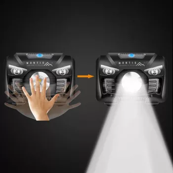 Montis accu hoofdlamp met sensor MT001 zwarte hoofdband zaklamp LED
