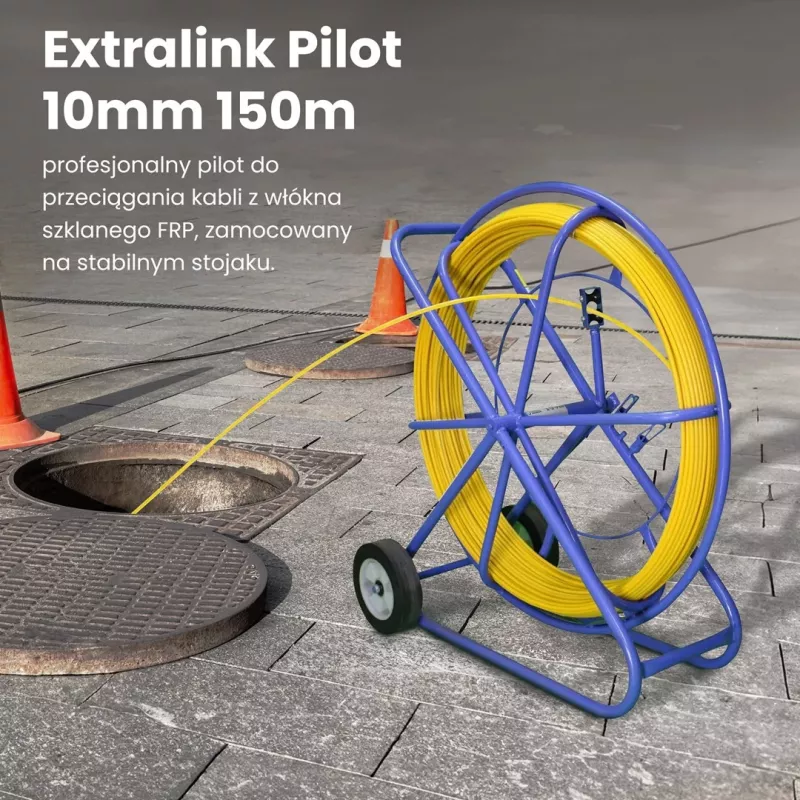 Extralink kabeltrekkous Pilot 10 mm 150 m glasvezel FRP, d. 10 mm, l. 150 m, geel