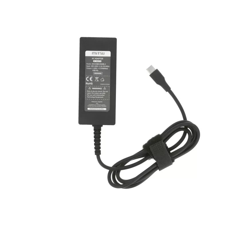 Laptopvoeding 45W USB-C 5V-9V-12V-15V/3A, 20V/2,25A PD
