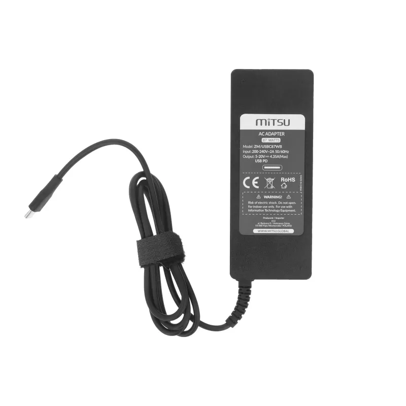 Laptopvoeding 87W USB-C 5V-9V-12V-15V/3A, 20V/3,25A, 20,2V/4,3A PD