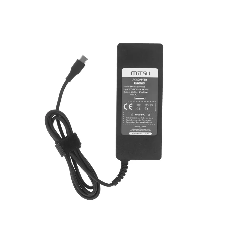 Laptopvoeding 90W USB-C 5V-9V-12V-15V/3A, 20V/4.5A PD