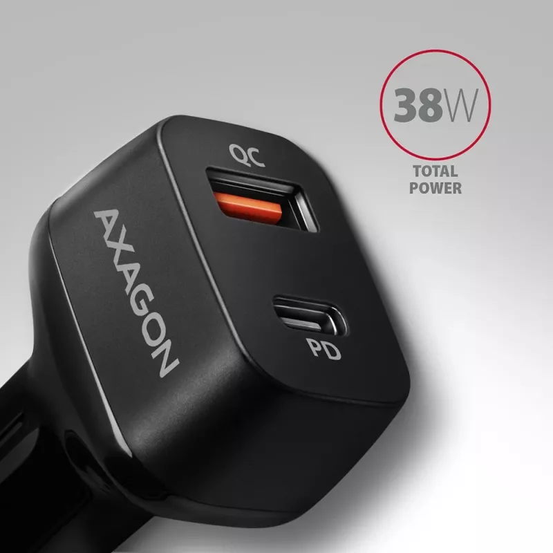 AXAGON PWC-PQ38 38W autolader 2x poort USB-A+C