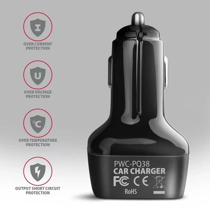 AXAGON PWC-PQ38 38W autolader 2x poort USB-A+C