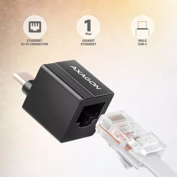 AXAGON ADE-MINIC USB-C 3.2 Gen 1 Gigabit Ethernet-miniadapter, zwart