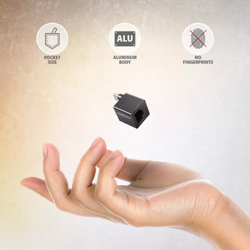 AXAGON ADE-MINIC USB-C 3.2 Gen 1 Gigabit Ethernet-miniadapter, zwart