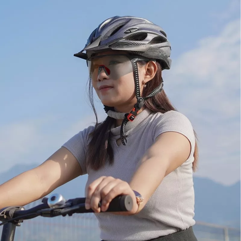 Rockbros 189114 gepolariseerde fietsbril met UV-bescherming en sterkte-inzet, grijs