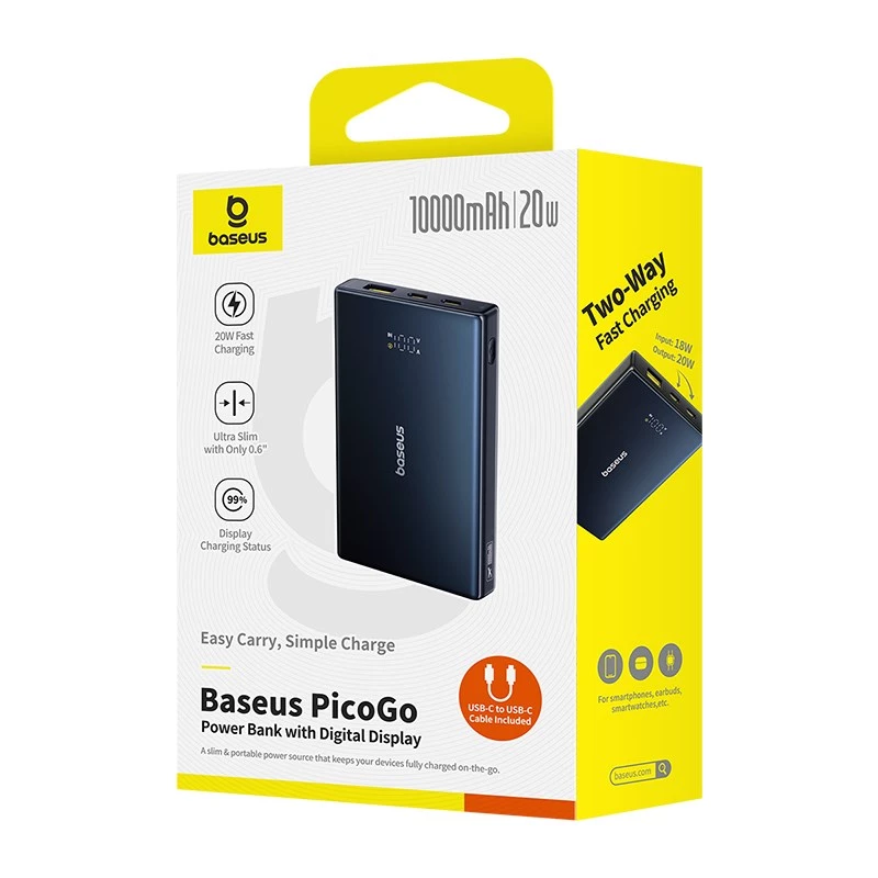 Baseus P10076801123-00 lithium-ion-polymeer powerbank 10000 mAh zwart