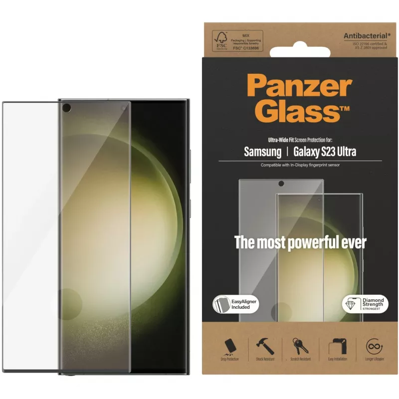PanzerGlass Ultra-Wide Fit Sam S23 Ultra S918 schermbescherming 7317 met applicator