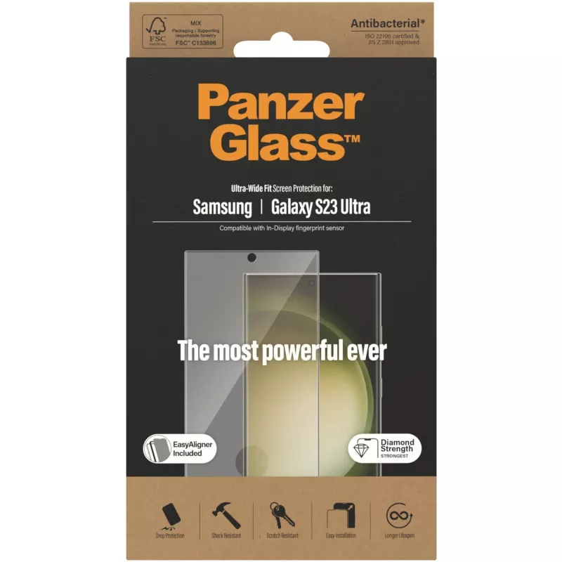 PanzerGlass Ultra-Wide Fit Sam S23 Ultra S918 schermbescherming 7317 met applicator