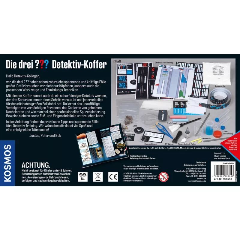 De drie ??? Detective Carry Case, detectivesets complete uitrusting voor jonge detectives