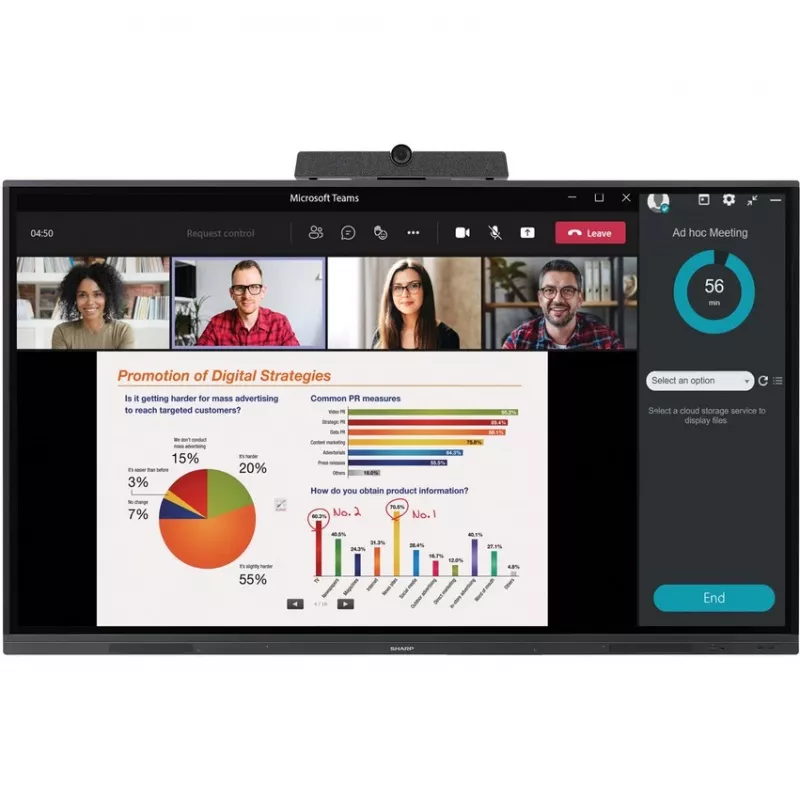 Sharp PN-L652B interactief whiteboard 165,1 cm (65) 3840 x 2160 Pixel touchscreen zwart (PNL652B)