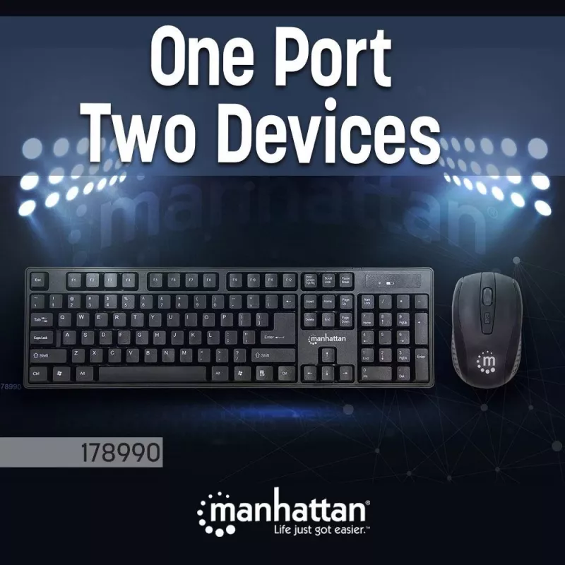 Manhattan 178990 draadloze toetsenbord- en muisset, zwart