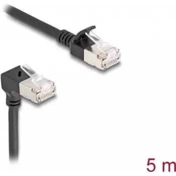 Delock RJ45 netwerkkabel Cat.6A S/FTP slank 90° boven gehoekt / recht 5 m zwart (80290)