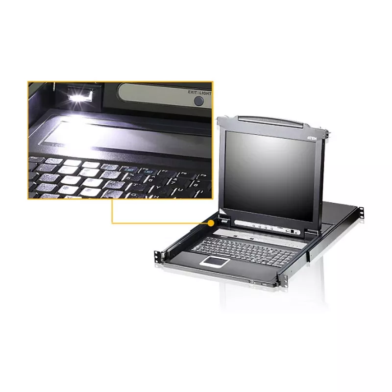 ATEN CL5708MW 43cm brede LCD KVM-switch, USB-PS/2, VGA, 8 poorten, UK-layout