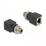 Delock M12 adapter X-gecodeerd 8 pin stekker naar RJ45 bus recht