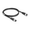 Delock M12-kabel D-gecodeerd 4-pins stekker naar bus PVC 1 m