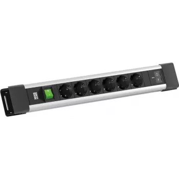 BACHMANN CONNECTUS 6xCEE7/3 1x schakelaar, 1xUSB C/C 45W L=2,0m CEE7/7 grijs (BM0022770)