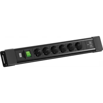 BACHMANN CONNECTUS 6xCEE7/3 1x schakelaar, 1xUSB C/C 45W L=2,0m CEE7/7 zwart (BM0022772)