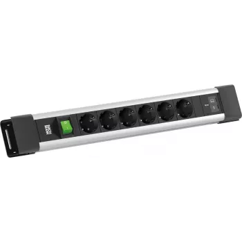 BACHMANN CONNECTUS 6xCEE7/3 1x schakelaar, 1xUSB C/C 65W L=2,0m CEE7/7 grijs (BM0022776)