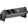BACHMANN DESK2 ALU zwart 2xCEE7/3, 1xUSB C/C 65W L=0,2m (BM0022046)