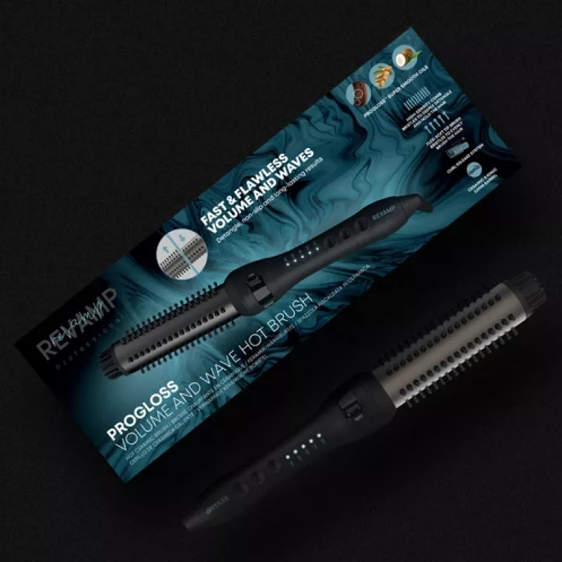 Revamp BR-1350X Progloss Volume & Wave keramische hotbrush, zwart