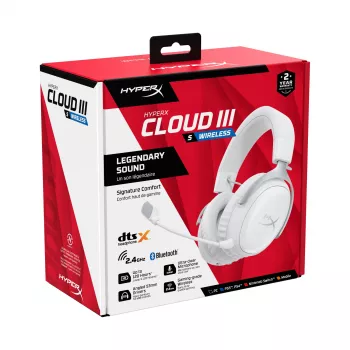 HyperX Cloud III S - draadloze gamingheadset (wit), draadloos, 20 - 20000 Hz, gaming, 340 g, headset, wit