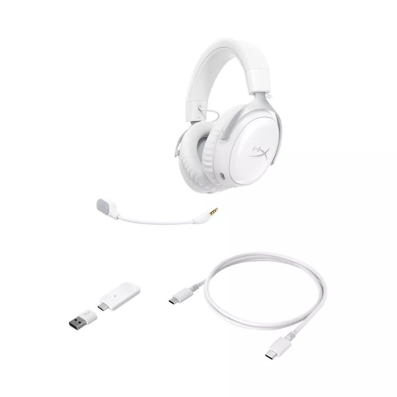 HyperX Cloud III S - draadloze gamingheadset (wit), draadloos, 20 - 20000 Hz, gaming, 340 g, headset, wit