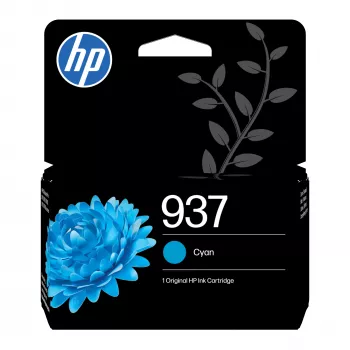 HP 937 originele inktcartridge cyaan, standaardcapaciteit, cyaan, 1 st., 800 pagina's, verpakking van 1 stuk