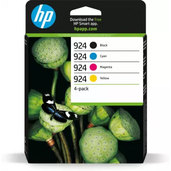 HP 924 originele inktcartridge CMYK 4-pack, standaardcapaciteit, zwart, cyaan, magenta, geel, 4 st., 500 pagina's, 400 pagina's, verpakking van 1 stuk