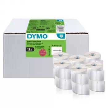 DYMO Authentic LabelWriter multidoel-etiketten | 54 mm x 70 mm | zelfklevend | 12 rollen met 320 Easy-Peel-etiketten (3.840 stuks) | voor LabelWriter-labelprinters | gemaakt in Europa